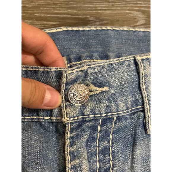 True Religion Distressed Light Wash Straight Leg Jeans Pants Y2K - Men’s 38x29 - Picture 6 of 12